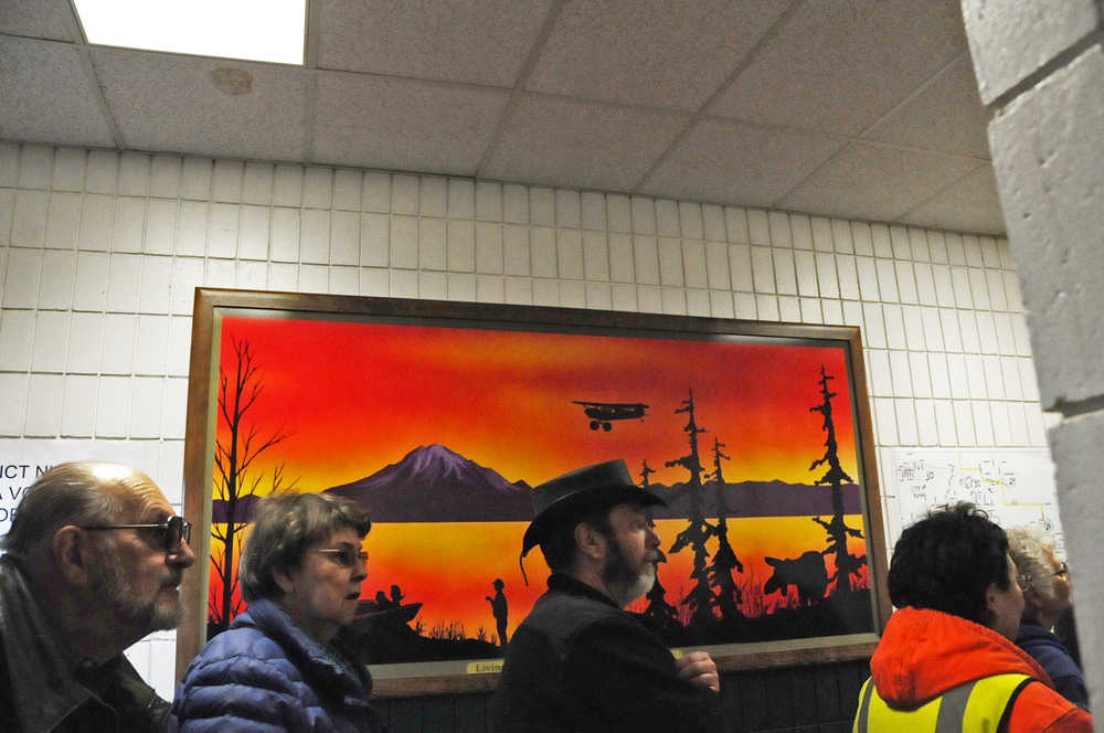 Photo by Elizabeth Earl/Peninsula Clarion Kenai Peninsula Republicans turned out in force for the Republican Presidential Preference Poll at the Soldotna Sports Complex on Tuesday, March 1, 2016.