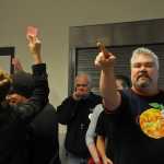 Photo by Elizabeth Earl/Peninsula Clarion Dave Brighton helped to coordinate the election of the delegates for Bernie Sanders at the Democratic caucus Saturday at Kenai's Challenger Learning Center. The delegates will represent Sanders at the statewide Democratic conference in Anchorage in May.