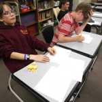 Photo by Kelly Sullivan/ Peninsula Clarion Tyler Hippchen contemplates a question Thursday, April 21, 2016, at the school in Kenai, Alaska.