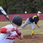 Photo by Joey Klecka/Peninsula Clarion Homer pitcher Garrett Butcher delivers a fastball against a Kardinals battter Tuesday evening at the Kenai Little League Fields.