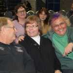 Gary and Sharon Hale share memories with Becky Dwinell.