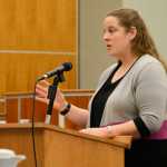 Photo by Megan Pacer/Peninsula Clarion Asistant District Attorney Kelly Lawson makes her closing argument to the jury Tuesday, May 24, 2016 at the Kenai Courthouse in Kenai, Alaska. Lawson and the defense attorney for Laurel Lee both rested their cases on the sixth day of trial in a case more than a year and a half old, in which Lee is accused of sexually assaulting a 14-year-old boy in 2014.