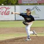 Photo by Jeff Helminiak/Peninsula Clarion Soldotna pitcher Mathew Daugherty fires toward home Friday at Coral Seymour Memorial Park in a 5-0 loss to Wasilla in the Southcentral Conference championship game.