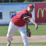 Photo by Jeff Helminiak/Peninsula Clarion Connor Jones pitches to Soldotna on Saturday in the second-place game of the Southcentral Conference tournament at Coral Seymour Memorial Park in Kenai.