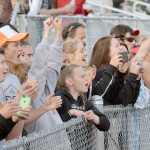 Photo by Joey Klecka/Peninsula Clarion A pro-Kenai Central crowd cheers on the Kardinals at the state soccer semifinal Friday featuring the Kenai and Service boys teams at Service High School.
