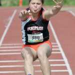 Photo by Joey Klecka/Peninsula Clarion Kenai Central's Julieanne Wilson competes in the 4A girls long jump event Saturday at the state track and field championships at Dimond Alumni Field in Anchorage.