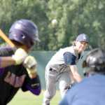 Photo by Joey Klecka/Peninsula Clarion Soldotna pitcher Matthew Daugherty offers up a pitch to a Lathrop batter Friday at the state baseball tournament at Mulcahy Field in Anchorage.