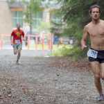 Photo by Joey Klecka/Peninsula Clarion Men's 10-mile winner Matt Adams of Seward leads in the early stages of Saturday's Run for the River in Soldotna. Trailing Adams is Soldotna runner Adam Reimer (right) and Lance Chilton.