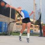 Photo by Karlee McQuillen/Peninsula Clarion Soldotna High School graduate Paige Blackburn practices the discus in Flordia recently.