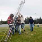 Photo by Ben Boettger/Clarion Peninsula George Van Lone of Soldotna's Moosehorn Amateur Radio Club listens for radio messages, attempting to exchange call signs with other operators, during ham radio field day on Saturday, June 25, 2016 in the parking lot of Skyveiw Middle School in Soldotna, Alaska. After seeking contacts for 24 hours, club members exchanged messages with 326 stations, including some in Hawaii, Connecticut, Florida, Texas, and Mexico.
