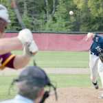 Photo by Joey Klecka/Peninsula Clarion Post 20 Twins pitcher Matthew Daugherty offers up a pitch to Post 21 Dimond batter Dylan Montagna Thursday afternoon at the Kenai Little League fields.