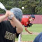 Photo by Joey Klecka/Peninsula Clarion Post 20 Twins pitcher Joey Becher delivers a pitch to a South batter Saturday at the Kenai Little League fields.