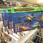 A hobby drone sits on the shelf of Hobbies, Crafts, and Games on Friday, May 13 in Soldotna. This drone doesn't need to be registered with the Federal Aviation Administration because it wieghs less than .55 pounds. The store also sells larger drones of the kind that have caused concern among Kenai airport officials.