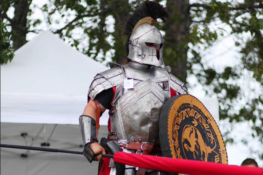 Photo by Kelly Sullivan/ Peninsula Clarion Glynn Smith did not expect to enter the Kenai Performers Cosplay costume contest, let alone be chosen as the winner during Kenai's July 4th festivities Monday, July 4, 2016 in Kenai, Alaska.
