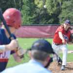 Photo by Joey Klecka/Peninsula Clarion American Legion Twins pitcher J.J. Sonnen delivers a pitch to a Tennessee Post 19 batter in Thursday's championship game of the Bill Miller Big Fish Wood Bat tournament at the Kenai LIttle League fields.
