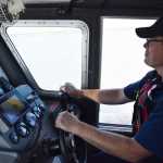 Photo by Megan Pacer/Peninsula Clarion Temporary Enforcement Officer Morgan Wensley, left, and Kenai Police Officer Morgan Ezell, enjoy the view while traversing the Kenai River in the department's patrol boat during the first no wake patrol of the dipnet season Tuesday, July 19, 2016 in Kenai, Alaska.