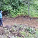 Photo by Megan Pacer/Peninsula Clarion Trail Specialist Zach Behney with Ptarmigan Ptrails explains the process of laying out a single-track trail Wednesday, July 27, 2016 at Tsalteshi Trails in Soldotna, Alaska. The new and rerouted trail will be multiuse, but optimized for bikers.
