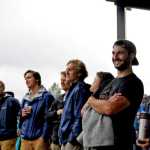 Photo by Elizabeth Earl/Peninsula Clarion Staff and interns at the Kenai Watershed Forum join in a call and response song with Education Specialist Dan Pascucci during a farewell party for Pascucci on Friday, Aug. 5. 2016 at Soldotna Creek Park in Soldotna, Alaska. After 10 years, Pascucci will leave the local conservation organization to take a job in Kentucky.