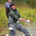 Photo by Elizabeth Earl/Peninsula Clarion Danield Reynolds, an environmental technician with the Ninilchik Traditional Council, deposits a salmon caught by the tribe's subsistence gillnet on the Kenai River on Sunday, Aug. 14, 2016 near Soldotna, Alaska. The tribe gained approval for the controversial net on July 27 and was able to fish it until Aug. 15.