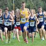 Photo by Jeff Helminiak/Peninsula Clarion Kodiak senior Keith Osowski takes a lead he would not relinquish Monday in the junior-senior race at the Nikiski Class Races at Nikiski HIgh School.