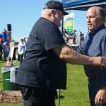Photo by Megan Pacer/Peninsula Clarion Gov. Bill Walker speaks to a crowd of area residents during Industry Appreciation Day on Saturday, Aug. 28, 2016 in Kenai, Alaska. Walker is making stops across the state to speak to members of local government about the state's fiscal situation.