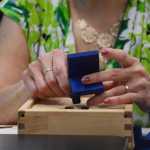 Photo by Megan Pacer/Peninsula Clarion Boguslaw "Bob" Marek, a professor of English from Poland, demonstrates a transfograf, a learning tool he developed to help blind students understand how objects are translated to drawings, during a workshop Thursday, Sept. 1, 2016 at Soldotna Prep in Soldotna, Alaska.
