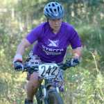 Photo by Jeff Helminiak/Peninsula Clarion Angie Brennan, the top women's finisher, pushes on the Wolverine loop at Tsalteshi Trails on Saturday during Psychocross.