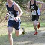 Photo by Jeff Helminiak/Peninsula Clarion Soldotna's Josh Shuler leads Kenai Central's Braden Olson up a hill midway through the Class 4A boys race at the Region III meet at Tsalteshi Trails. Olsen took seventh and Shuler took ninth as both qualified for state.