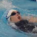 Photo by Joey Klecka/Peninsula Clarion Soldotna's Alex Juliussen competes in the girls 50-yard backstroke Friday at the SoHi Pentathlon in Soldotna.