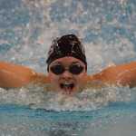 Photo by Joey Klecka/Peninsula Clarion Kenai Central's Faith Ivy races in the girls 100-yard IM Friday at the SoHi Pentathlon in Soldotna.