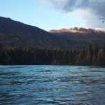 Photo by Megan Pacer/Peninsula Clarion A snow-capped mountain peak is visible through the trees along the Resurrection Pass trail Monday, Sept. 26, 2016 in Cooper Landing, Alaska. The last of the Fall colors are making their stand before the leaves and ground are overcome by frost this season.
