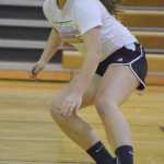 Photo by Joey Klecka/Peninsula Clarion Nikiski sophomore Emma Wik sprints to the line in the "I-test" challenge Wednesday night at Kenai Central High School.