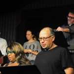 Photo by Elizabeth Earl/Peninsula Clarion Narrators from the "League of Clueless Voters" narrate what it is like for the average Alaskan to run for office during a dress rehearsal for Triumvirate Theatre's "Lame Ducks and Dark Horses" political satire play Monday, Oct. 24, 2016 near Kenai, Alaska.