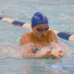 Photo by Joey Klecka/Peninsula Clarion Soldotna senior Portia Padilla swims in the breaststroke event Sept. 23 at the SoHi Pentathlon at the Soldotna High School pool. Padilla will join the Stars at the Region III meet in Kodiak today and Saturday.