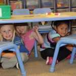 Kids drop,cover and hold