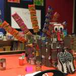 This turkey sculpture was created by students in Andrea Joachim's class at Redoubt Elementary School in Soldotna using food items brought in by students for the school's "Canstruction" competition Thursday. Food items collected during the event will be donated to the Kenai Peninsula Food Bank. (Photo by Will Morrow/Peninsula Clarion)