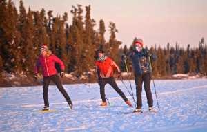 Ben Boettger/Peninsula Clarion Skiers practice on Headquarters Lake in the Kenai National Wildlife Refuge on Nov. 30, 2016 near Soldotna.