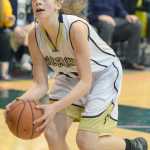 Photo by Joey Klecka/Peninsula Clarion Ninilchik's DeeAnn White drives for a layup against Aniak, March 16 at the Class 1A state basketball tournament at the Alaska Airlines Center in Anchorage.