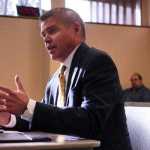 Photo by Ben Boettger/Peninsula Clarion In this Oct. 26, 2016 file photo, Paul Ostrander, chief of staff to Kenai Peninsula Borough Mayor Mike Navarre, interviews for the Kenai City Manager's position in Kenai city hall. Ostrander will become Kenai's city manager on Jan. 9, 2017.