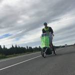 Pete Kostelnick runs north on the Sterling Highway Tuesday morning on the first day of an attempt to run self-supported to Key West, Florida. (Photo provided by Pete Kostelnick)