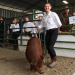 4-H member Tawnisha Freeman exhibits her 300 pound pig during a livestock auction at the Kenai Peninsula Fair on Saturday, August 18, 2018 in Ninilchik, Alaska. (Photo courtesy Ben Boettger)