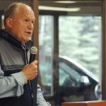 Gov. Bill Walker speaks to a crowd gathered at Hope Community Resources building on Kalifornsky Beach Road during a signing ceremony for Senate Bill 174 on Saturday, Aug. 25, 2018 in Soldotna, Alaska. (Photo by Elizabeth Earl/Peninsula Clarion)