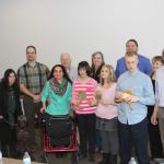 Braille Competitors Maria Maes, Destiny Schmidt, Malikhi Hansen, coaches & supporters of the KPBSD 1st Braille Challenge.