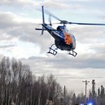 A LifeMed Alaska helicopter landed on the Kenai Spur Highway to evacuate one of the drivers after a motor vehicle accident Friday morning.