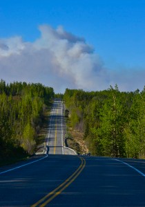 This Division of Forestry photo shows smoke from the Funny River Horse Trail fire Monday evening.