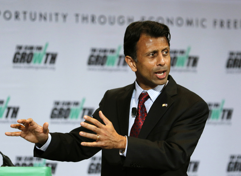 Louisiana Gov. Bobby Jindal speaks at the free market Club for Growth winter economic conference at the Breakers Hotel Saturday, Feb. 28, 2015, in Palm Beach, Fla.
