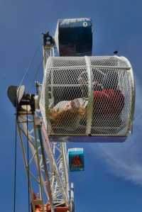 The Rock ferris wheel allows riders to spin inside of their cage as the wheel turns during the Golden Wheel Amusements carnival in Kenai, Alaska.