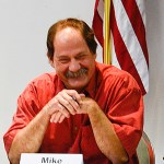 Photo by Rashah McChesney/Peninsula Clarion  Kenai City Council candidates Mike Boyle, Henry Knackstedt, Tim Navarre and Holly Spann laugh during a chamber luncheon and forum Wednesday September 10, 2014 at the Kenai Visitors and Cultural Center in Kenai, Alaska.