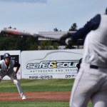 Soldotna senior Joey Becher watches intently while teammate Brandon Crowder swings at a pitch, Friday at the state baseball tournament at Mulcahy Field in Anchorage.