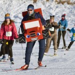Race winner Carly Reimer leads a pack of skiers Sunday at the Ski For Women at Tsalteshi Trails. (Photo by Jeff Helminiak/Peninsula Clarion)